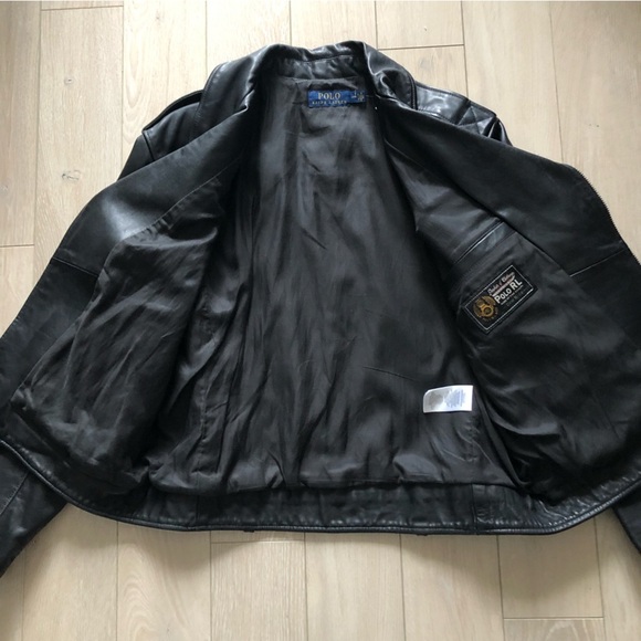 NWOT Polo Ralph Lauren Black Cow Hide Biker Leather Jacket - Picture 7 of 16